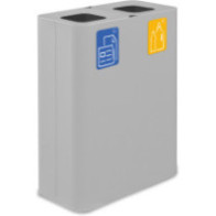 Weißer 60-Liter-Recyclingbehälter mit magnetischen Piktogrammen