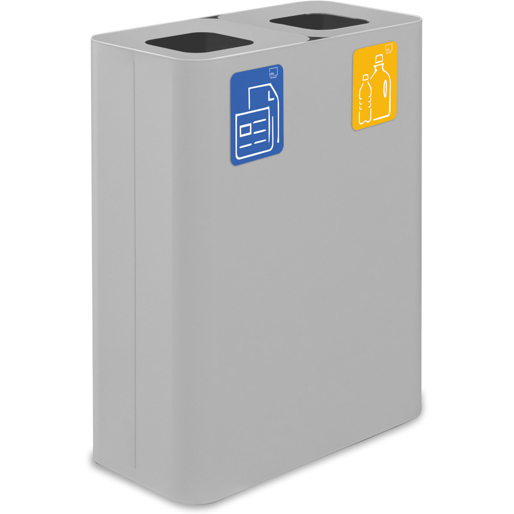 White 60-litre recycling bin with magnetic pictograms