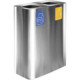 60-litre stainless steel dual-stream waste bin with magnetic pictograms
