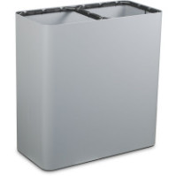 Grey 100-litre dual-stream waste bin with magnetic pictograms, side view