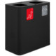100-litre black dual-stream recycling bin with pictograms
