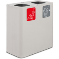 Weißer 100-Liter-Recyclingbehälter mit magnetischen Piktogrammen