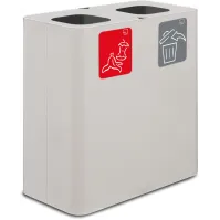 Weißer 100-Liter-Recyclingbehälter mit magnetischen Piktogrammen