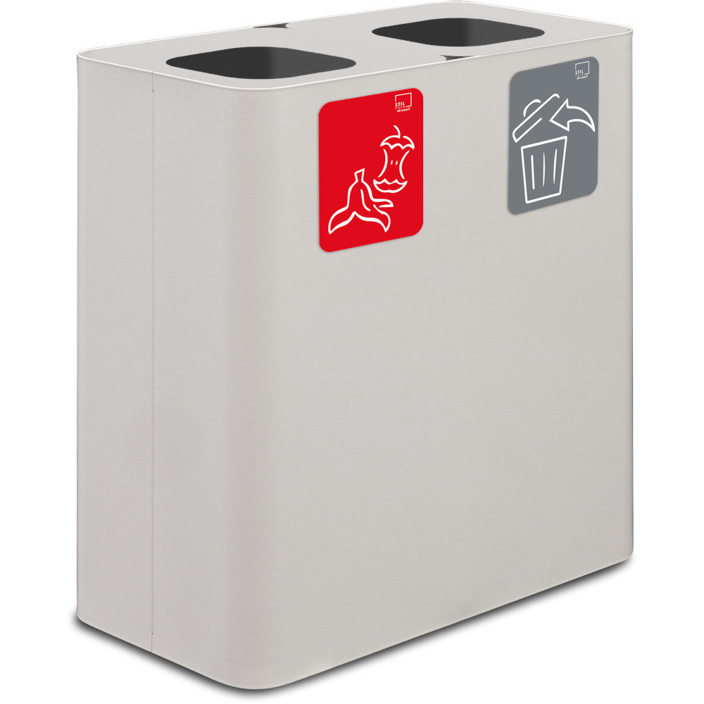 White 100-litre recycling bin with magnetic pictograms
