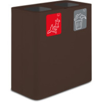 100-litre Corten-coloured dual-stream recycling bin with pictograms