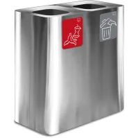 100-litre stainless steel dual-stream waste bin with magnetic pictograms
