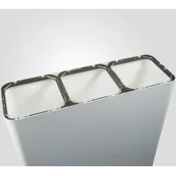 Weißer 3-Fraktionen-Recyclingbehälter mit magnetischen Piktogrammen