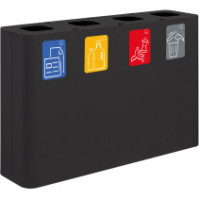 60-litre black 4-stream recycling bin with pictograms