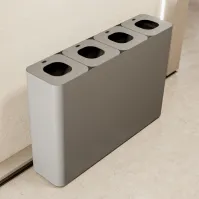 Grauer 60-Liter-4-Strang-Selektionsbehälter mit magnetischen Piktogrammen.