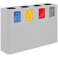 Weißer 60-Liter-Recyclingbehälter mit Piktogrammen für vier Wertstoffklassen