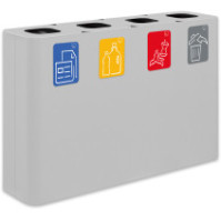 White 60-litre four-stream recycling bin with pictograms