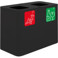 70-litre black recycling bin with magnetic pictograms
