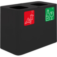 70-litre black recycling bin with magnetic pictograms