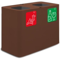 70-Liter-Recyclingbehälter aus Cortenstahl in verschiedenen Farben mit magnetischen Piktogrammen