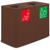 70-litre Corten colour recycling bin with magnetic pictograms
