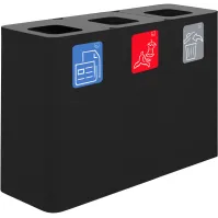 100-Liter-Recyclingbehälter mit drei Sammelströmen und magnetischen Piktogrammen