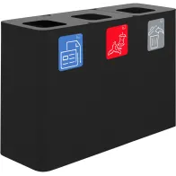 100-Liter-Recyclingbehälter mit drei Sammelströmen und magnetischen Piktogrammen