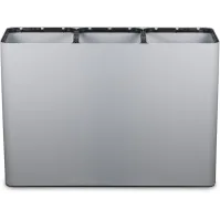 100-litre grey 3-stream recycling bin with pictograms.