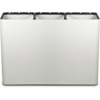 White 3-stream recycling bin with magnetic pictograms.