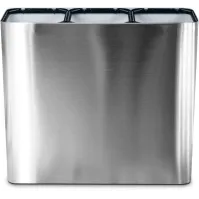 100-litre stainless steel three-stream waste bin with magnetic pictograms