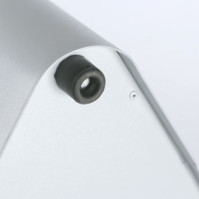 Dreistrom-Recyclingbehälter aus Edelstahl mit magnetischen Piktogrammen