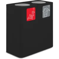 100-litre dual-stream waste bin with black swing lid