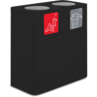 100-Liter-Abfallbehälter mit zwei Sammelströmen und schwarzem Schwingdeckel