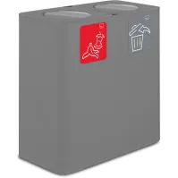 100-litre grey dual-stream waste bin with swing lid