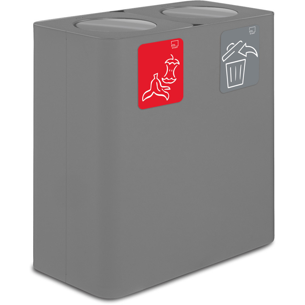 100-litre grey dual-stream waste bin with swing lid