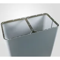 100-litre grey dual-stream waste bin with swing lid, side view