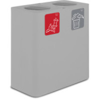 Weißer 100-Liter-Recyclingtonnenbehälter mit Schwingdeckel für zwei Wertstoffklassen