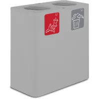Weißer 100-Liter-Recyclingtonnenbehälter mit Schwingdeckel für zwei Wertstoffklassen
