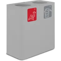 Weißer 100-Liter-Recyclingtonnenbehälter mit Schwingdeckel für zwei Wertstoffklassen
