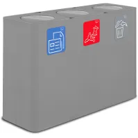 100-litre grey three-stream recycling bin with swing lid