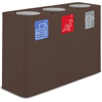 300-litre Corten steel recycling bin with 3-stream system