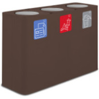 300-litre Corten steel recycling bin with 3-stream system