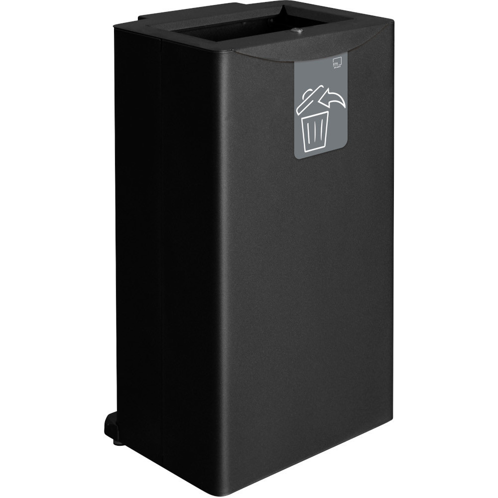 90-litre steel recycling bin, front view with front opening