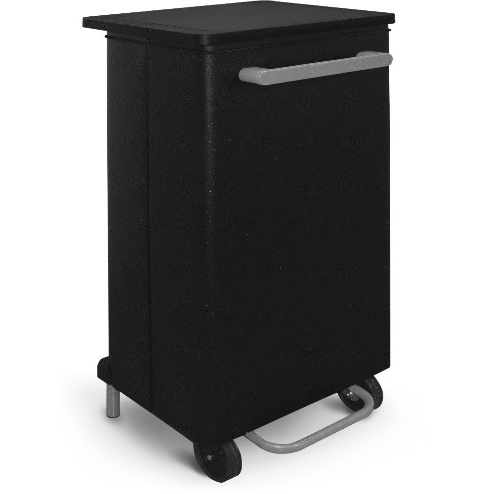 70-litre black kitchen bin with front opening and wheels