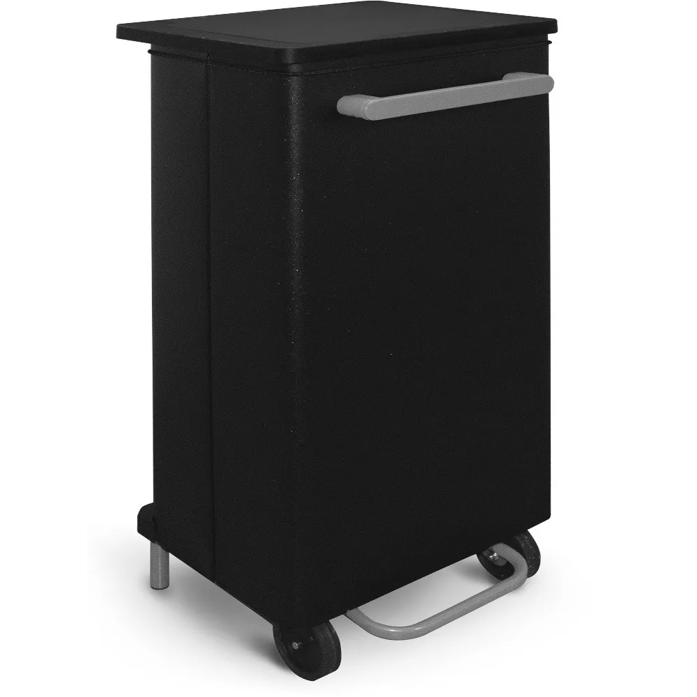 70-litre black kitchen bin with front opening and wheels