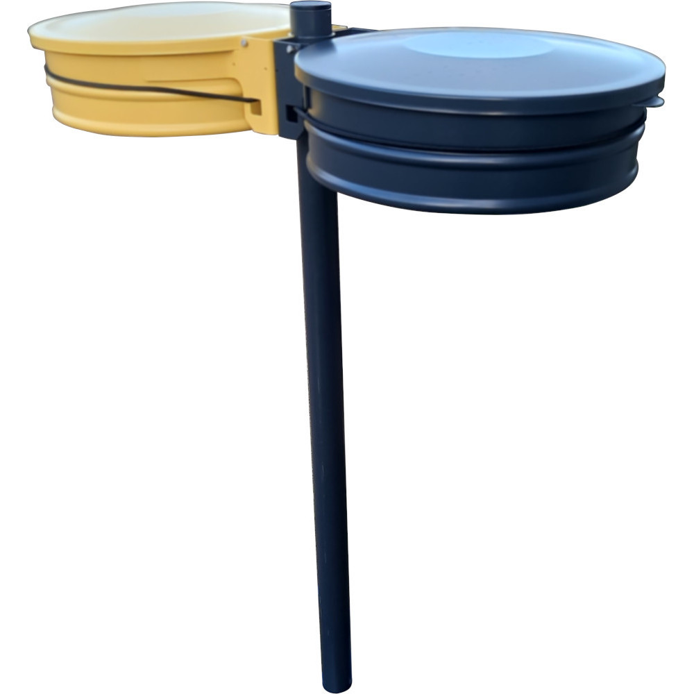 110-Liter-Doppelfluss-Müllbeutelhalter mit Dichtung, anthrazitfarbenen und gelben Deckeln