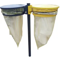 110L dual-flow bin bag holder with yellow and anthracite lids (profile view)