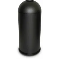 Round black designer bin, 68 litres, with domed opening