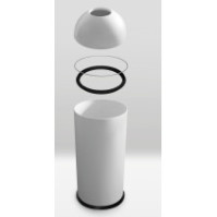 Round black 68-litre designer bin, profile view with dome