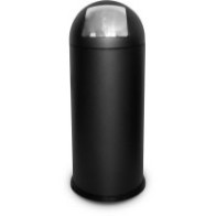 Black designer bin, 68 litres, with a swing-top dome lid