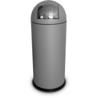 Round grey designer bin, 68 litres, dome opening, tilting lid