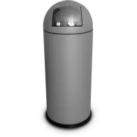 Round grey designer bin, 68 litres, dome opening, tilting lid
