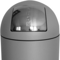 Runder grauer Abfalleimer, 68 Liter, kuppelförmige Öffnung, Kippdeckel