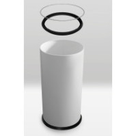 Round grey designer bin, 68 litres, with swing opening