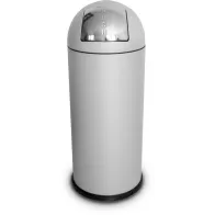 Round white designer bin, 68 litres, dome-shaped swing opening