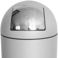 Runder, weißer Design-Abfalleimer, 68 Liter, kuppelförmige Öffnung, kippbarer Deckel